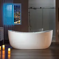 Whirlpool Water Jetted and Air Bubble Freestanding Heated Soaking Combination Bathtub with LED control panel 2