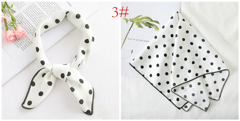 Dot Print Design Luxus Kleine 50 cm Platz Frauen Seidenschal Taschentuch Haarband Dekorieren Schals Bandana – Detail 21