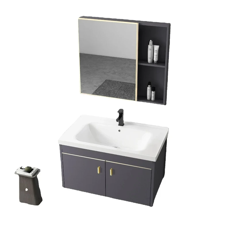 closet with modern vanity, washbasin accessories, makeup furniture organizer, wall-mounted items, luxury top washbasin
