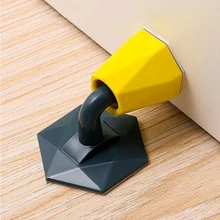 Mute Non-punch Silicone Door Stopper Toilet Wall Absorption Door Plug Anti-bump Door Holder Gear Gate Resistance Door Stop THG tanie tanio NONE CN (pochodzenie) Woodworking Perforated Silicone Door Suction Crash Pad Łapie drzwi i drzwi bliżej ABS+Silicone White gray blue yellow