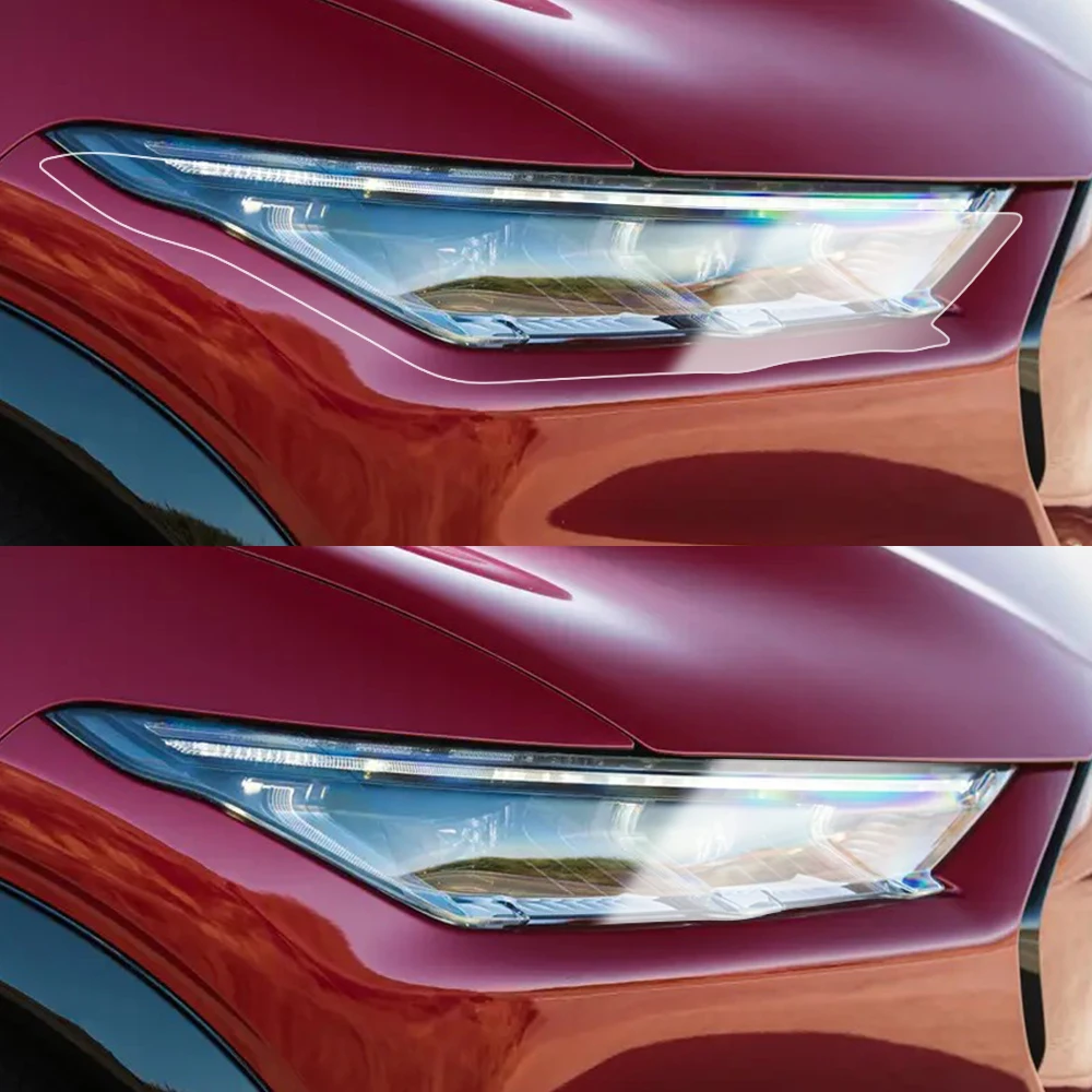 For Ford Mustang Mach-E 2021-2023 TPU PPF High-Gloss Smoke Black Pre Cut Car Headlight Protective Film Anti-Scratch Vinyl Film - 2