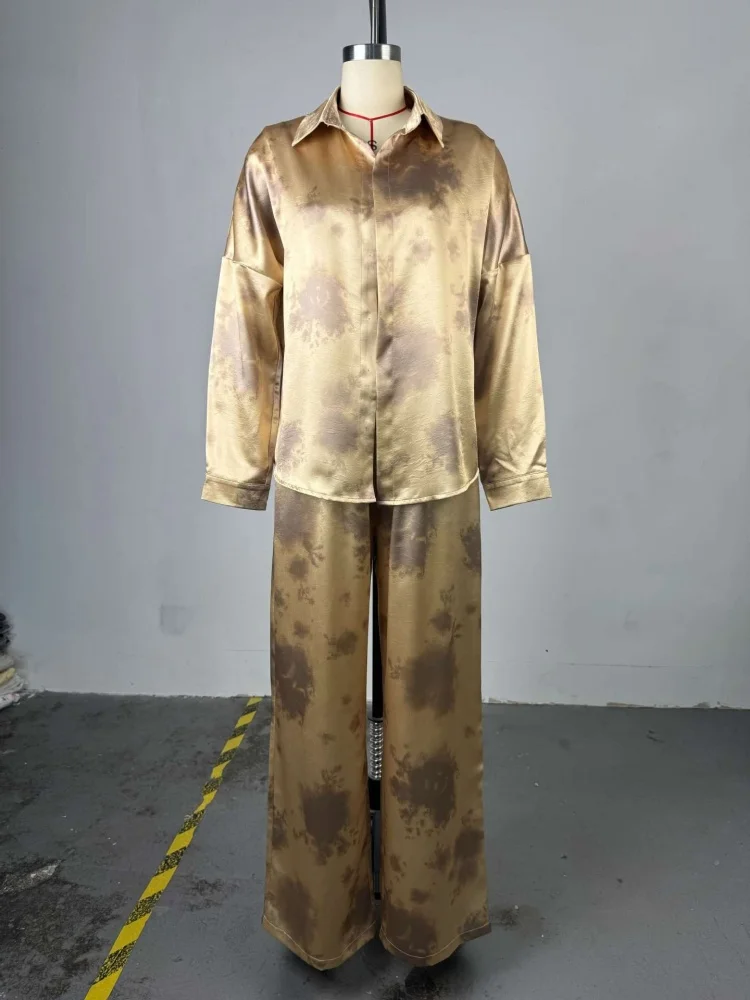 Wmstar Three Ece Set Women Wholesale Woman 2025 Summer New Fashion Lapel Long-sleeved Shirt Strapless Wide Leg Long Pants