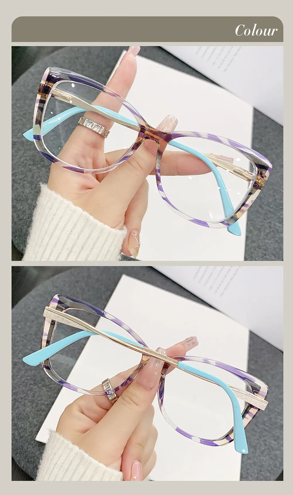 Fashion Eyewear  Tr90 Metal Glasses Frame Anti Blue Light Eyewear Fashion Blue Light Blocking Glasses For Fishing Driving