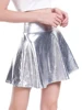 CUHAKCI Short Sexy High Waist Pleated Skirts Women Solid Casual Silver Gold Mini Laser Women Party Club 2