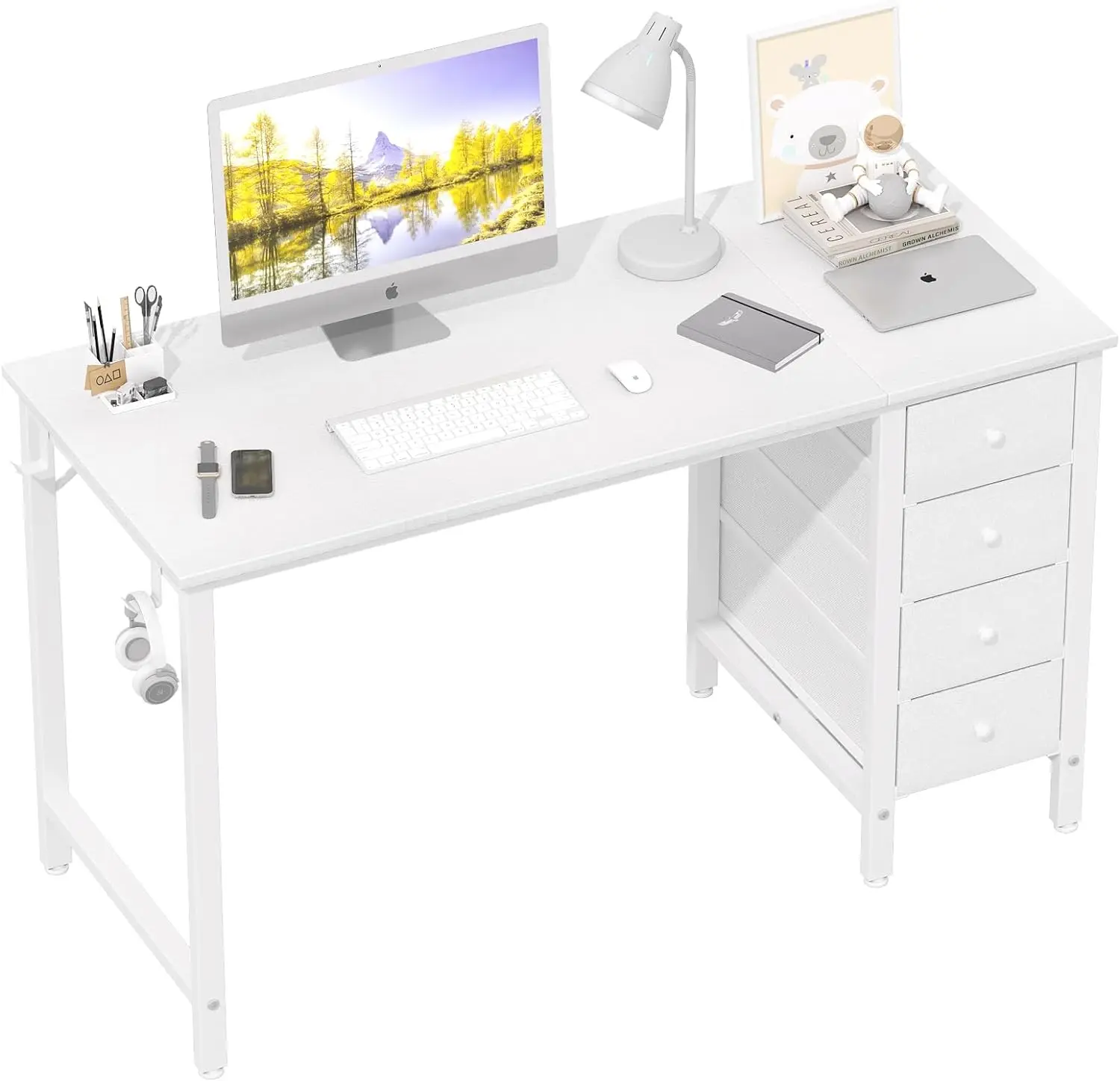 Computer Desk with Drawers - 47 Inch Study Work Writing Desk for Home Office Bedroom, Simple Modern Cute PC Desks [fila]modern bandanna men s drawers pick 1