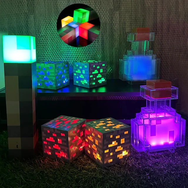 Minecraft Game Torch Lamp Led Night Light Rechargeable Home Decoration  Decors Gifts