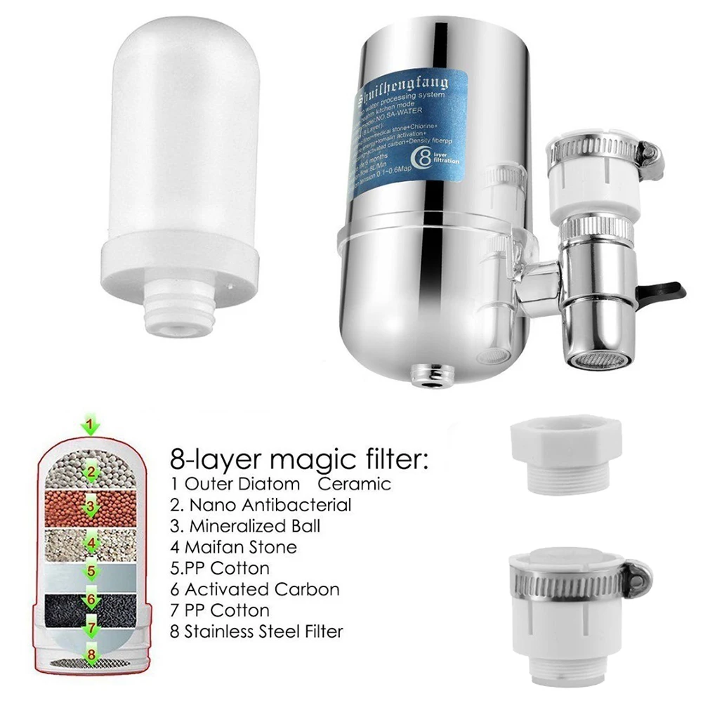 Kitchen Purifier Tap Filter for Home Use Scale Chlorine Heavy Metal Removal 6000L Multi-layered Water Purifier Filtration System water filters