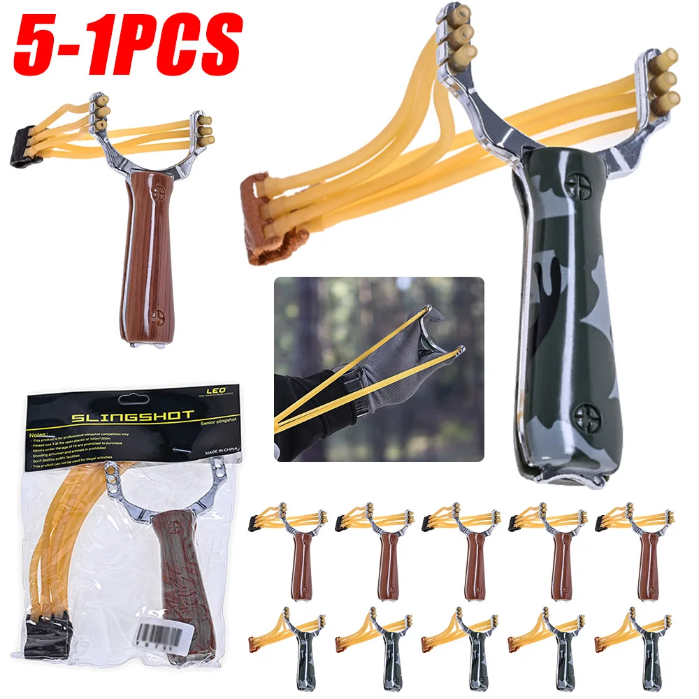 Camouflage Metal Powerful Slingshot Professional Rubber Elastic Band Catapult Tape Outdoor Shooting Hunting Accessories 5-1PCS latex slingshot tube steel slingshot slingshot rubber band slingshot ammo slingshot bow sight