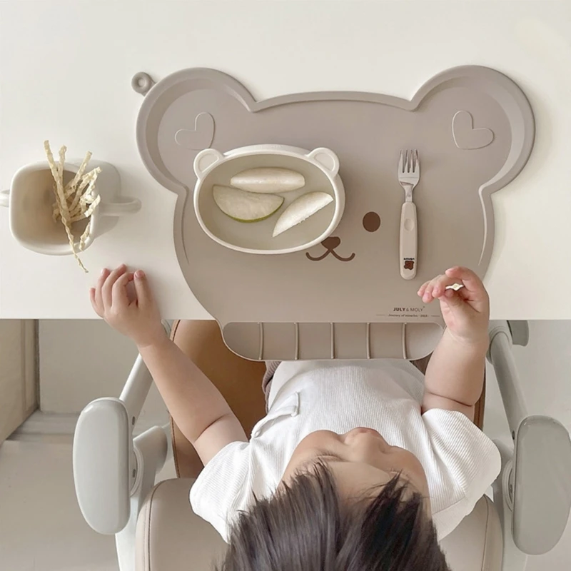 4 Packs Silicone Placemats for Baby Non Slip Placemats for Kids