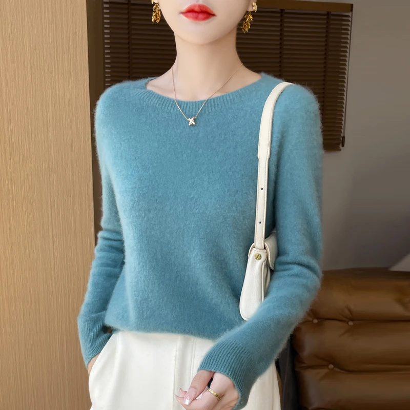 Woolen Sweater Round Neck 2024 Women's Autumn and Winter New Soft VersatileTop Casual and Fashionable Outerwear Top 3