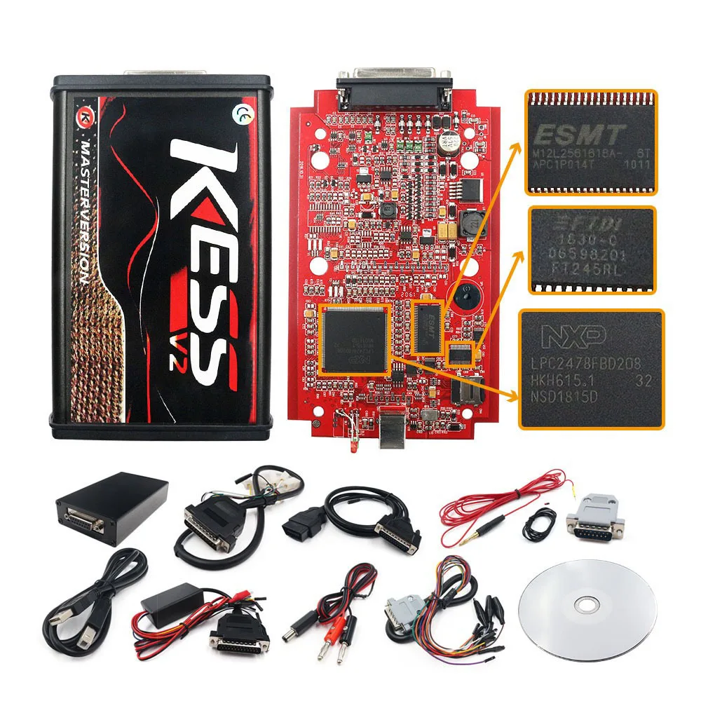 Online EU Red Kess V2 V5.017 Online 2.80 KTAG 7.020 2.25 OBD 2 Car Trucks ECU Chip Tuning Kit Unlimited Repair Kit with Toolbox