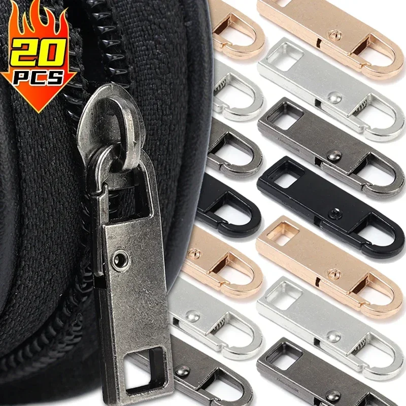 1/20PCS Universal Metal Zipper Pull Tap Replacement Instant Repair Zipper Head Puller For Clothing Bag DIY Sewing Sliders