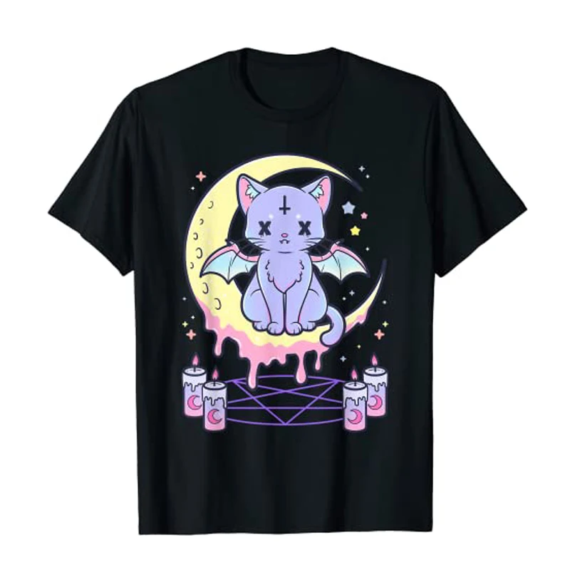 Kawaii Pastel Goth Cute Creepy Black Tshirt Donna Estate Xs-4Xl Top Modello Creativo Personalizzato Street Tee Y2K
