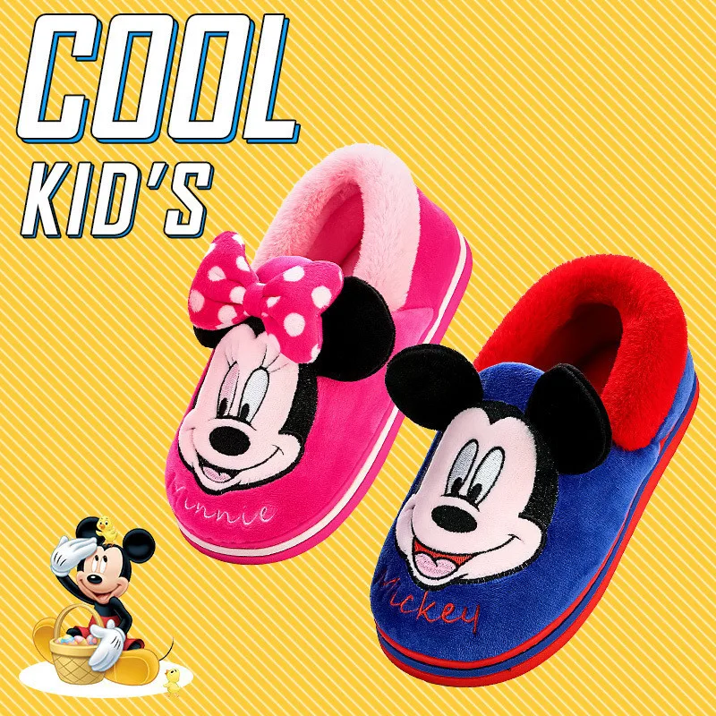 Disney Minnie Mickey mouse Flats With Plush Platform Sneakers Slip on Designer Kids Warm Shoes Baby Boys Girls Shoes Child custom designer cheap metal credit craft embossed business cards with logo