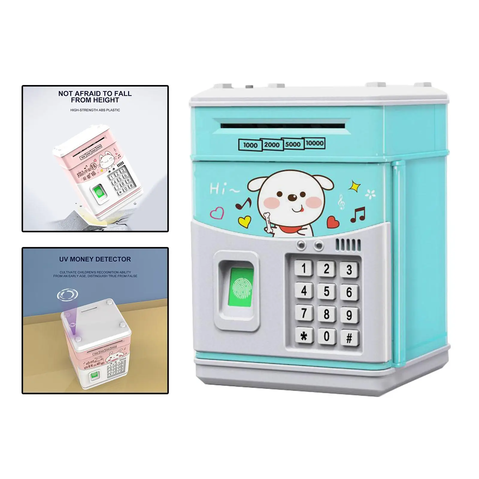 Electronic Piggy Bank ATM Simulated Fingerprint Cash Box Music Automatic Money Roll Atm Password Box MINI ATM Saving Gift