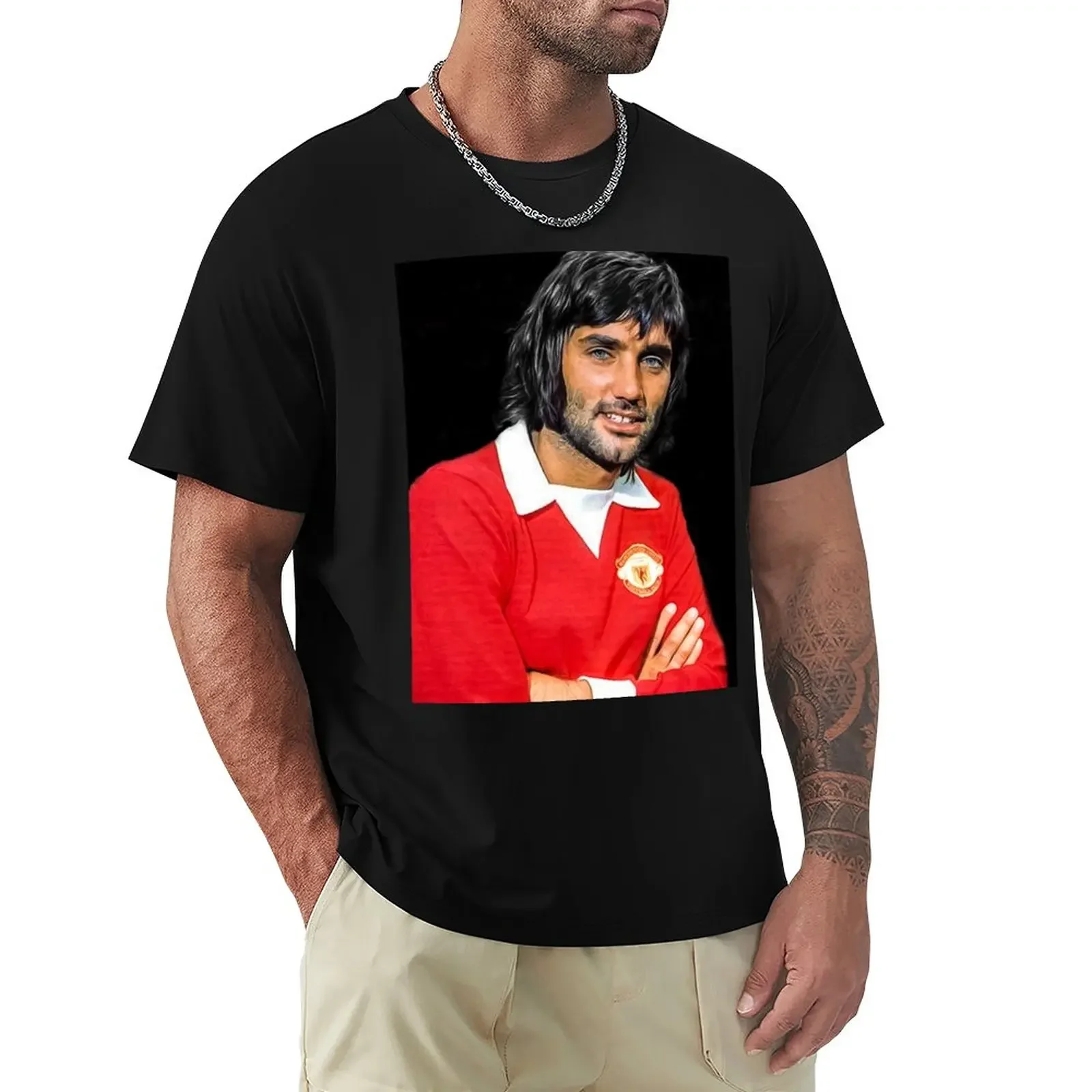 

george best art print T-Shirt summer clothes quick drying customizeds Aesthetic clothing heavyweight t shirts for men