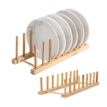 Portaoggetti per piatti Portapiatti in legno multifunzionale per tazza Piatto Pentola Coperchio Supporto di scarico Organizzatore da cucina Scaffale Contenitore 1