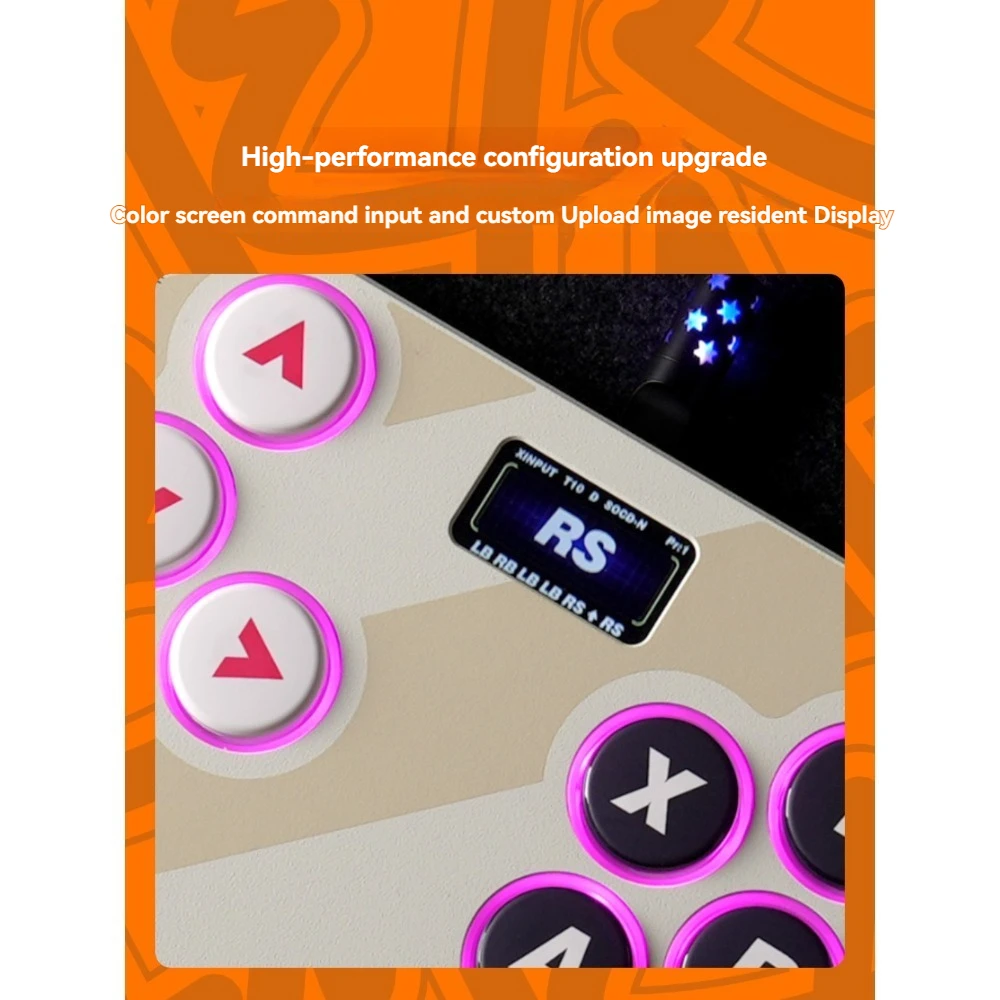 TBGamer Hitbox E17 게임용 키보드 로우 프로파일 스위치 컬러 스크린 금속 패널 아케이드 파이팅 PC 액세서리(스위치/PS4/PC용)