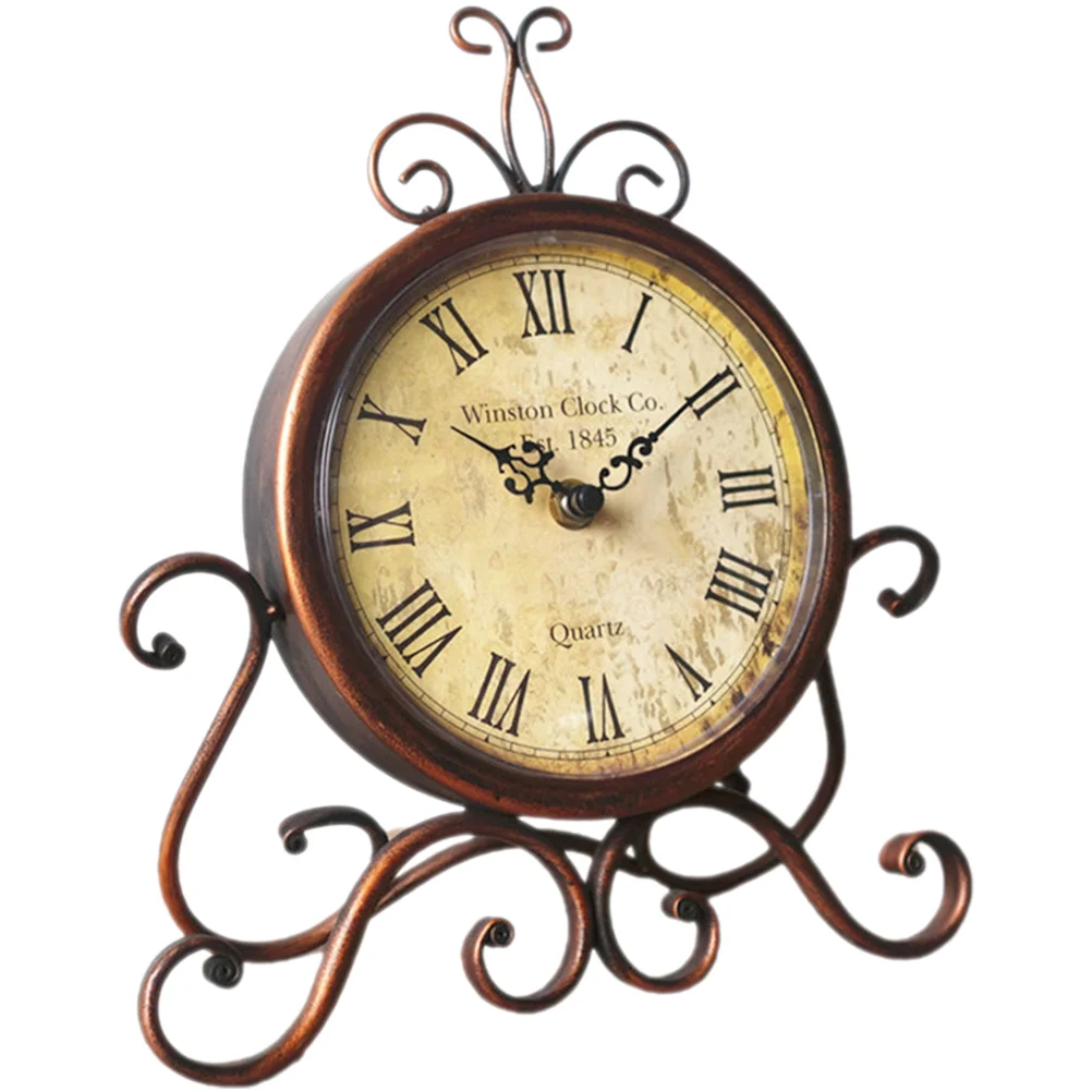 

Dorm Table Clock Clocks Bedside Room Desk Non-Ticking European Style Case Decor Pastoral Vintage