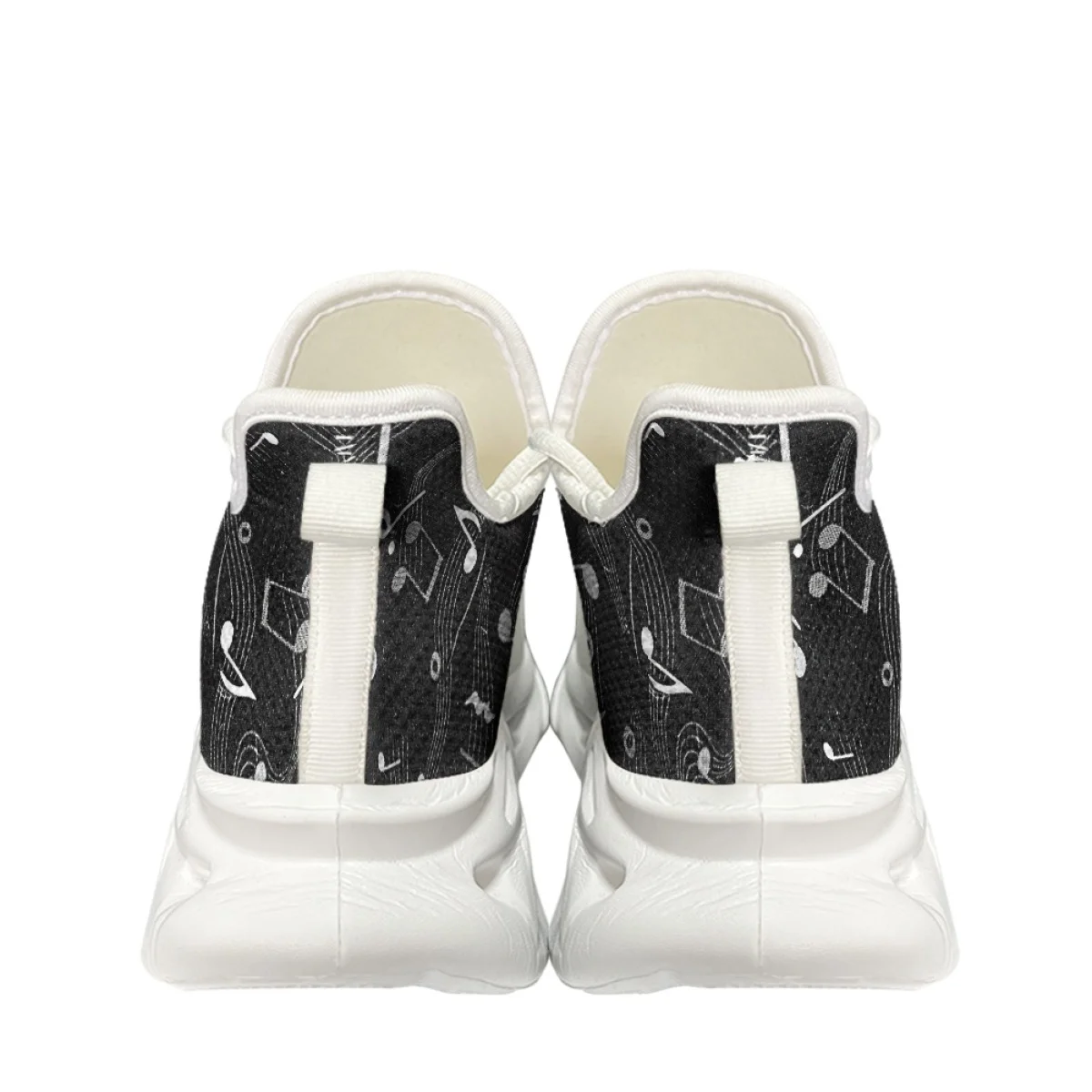 Music Notes Print Lace-up Casual Shoes Girls Outdoor Travel Fashion Non-Slip Sneakers Summer Lightweight Mesh Vulcanized Shoes