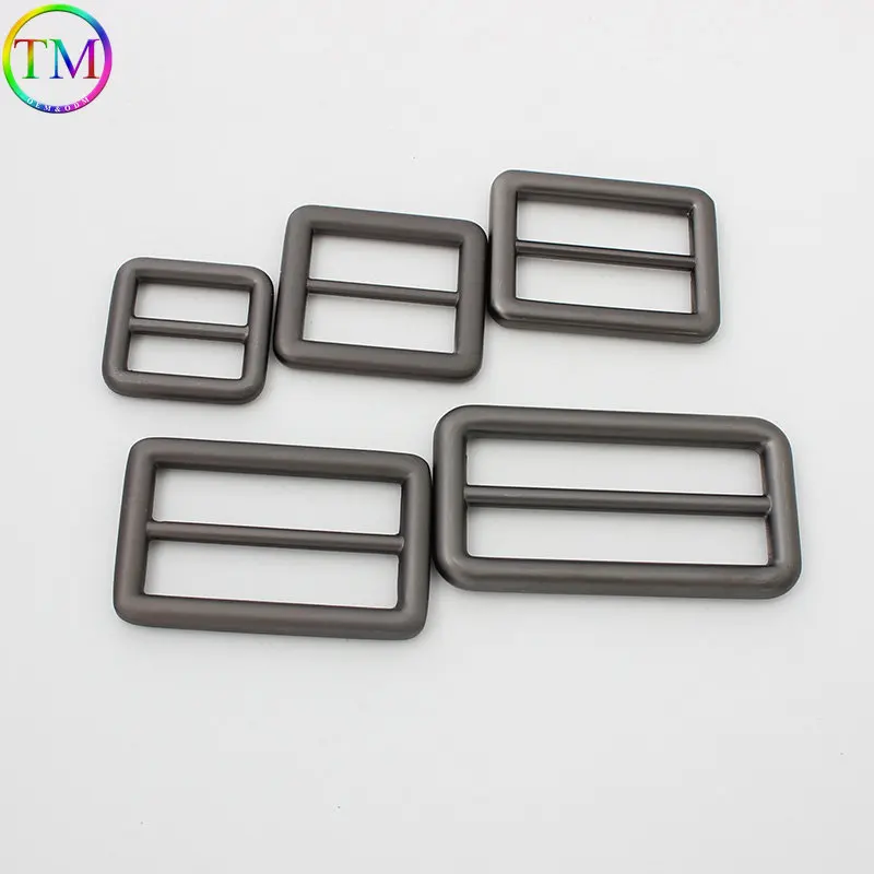 20mm 38mm Matte Black Metal Tri Glide Strap Ribbon Slider Buckles Durable Square Ring Buckles Adjustable Buckle Bag Accessories