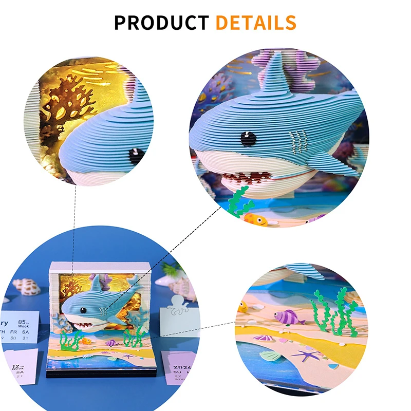 thumbnail image 2 of HOTBEST 3D Memo Pad, 3D Sticky Notes Pad With Pen Holder, Creative 3D Paper Art 2 of 9