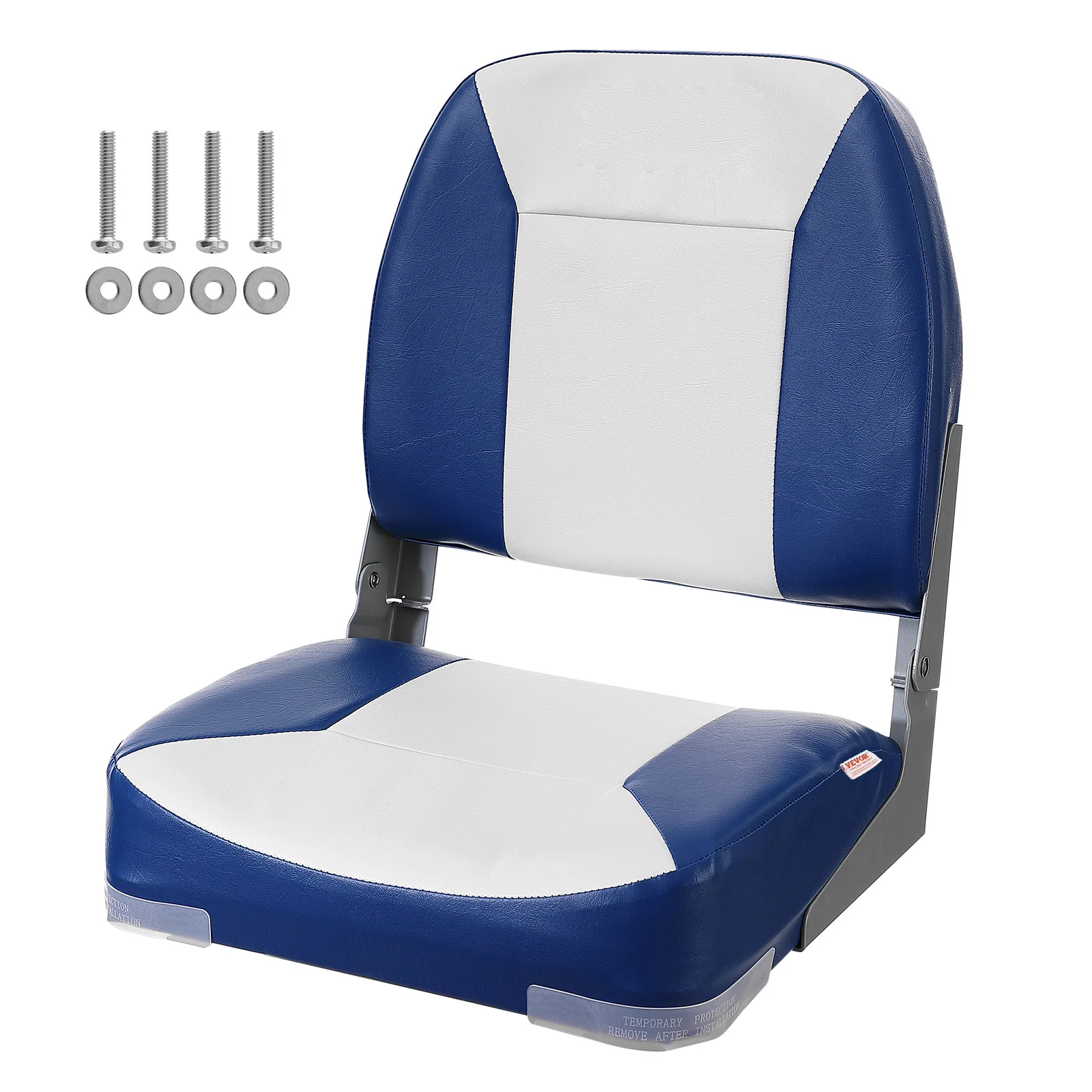 SucceBuy Boat Seat 18.9" Low Back Boat SeatFolding Boat Chair with Thickened Sponge Padding & Hinge Fold-Down Boat Captain Chair