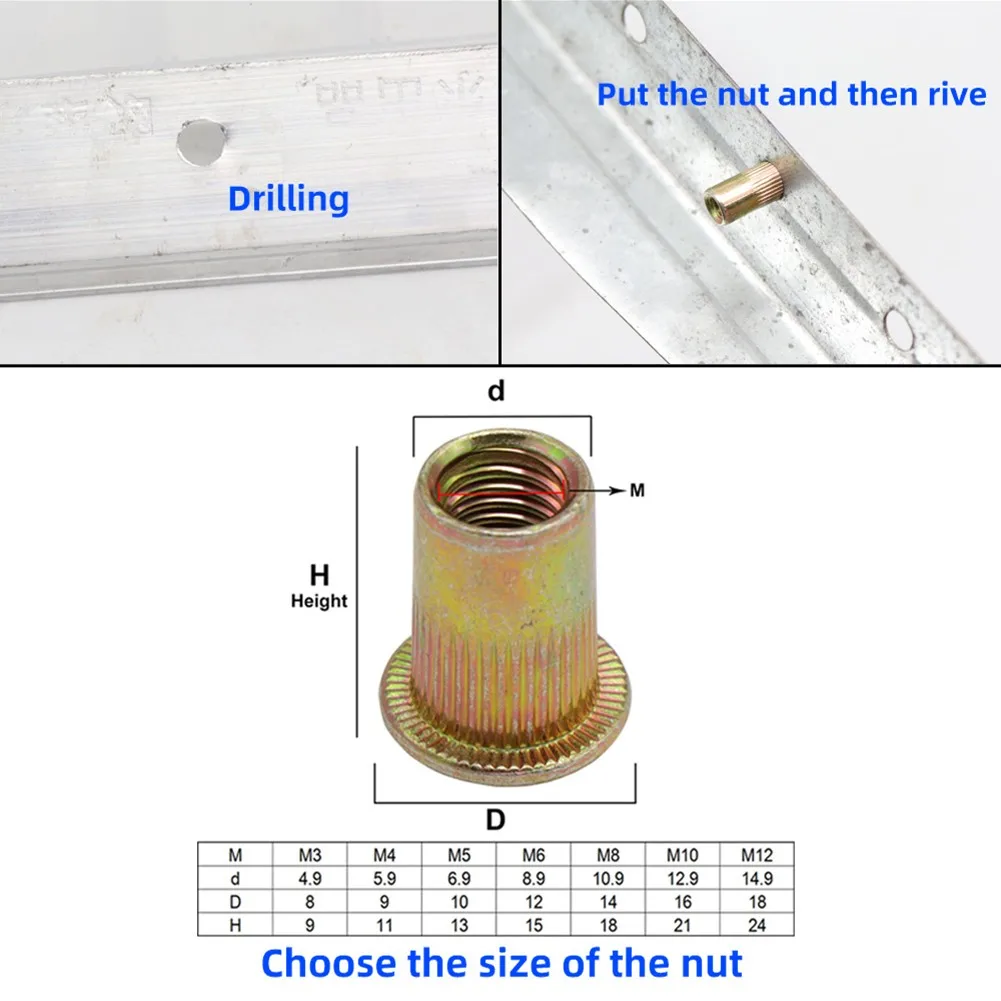 Nuts Riveter Tool Mandrel Hand Rivet Nut Gun Head Iron Galvanized Aluminum Alloy Stainlesssteel Nut M3 M4 M5 M6 M8 M10 36Pcs rivet gun,rivet nut tool,rivet gun set