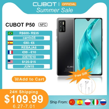 Cubot P50 2022 New Smartphone Android 6GB RAM 128GB ROM(256GB Extended) 4200mAh 6.217 inch NFC 20MP Camera Mobile Phones celular 1