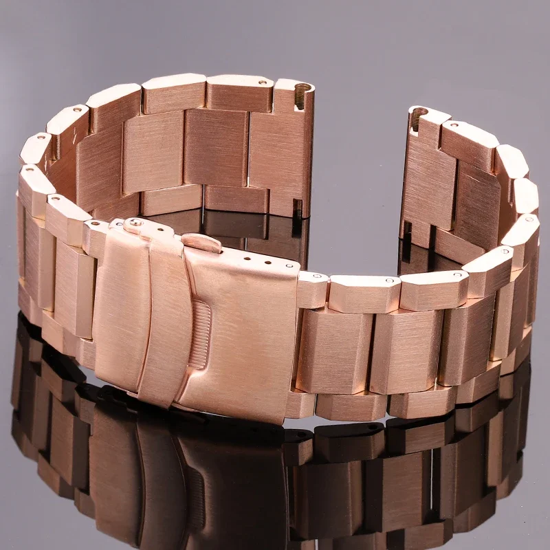 Elegant Multicolor Solid Stainless Steel Watch Band Strap Bracelet (Blue/Black/Gold)
