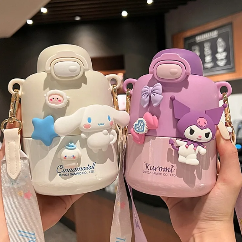 

New Cartoon Anime Kuromi Insulated Cup Girls High Face Value Super Cute Sanrio 430ML Water Cup Kawaii Large Capacity Kettle