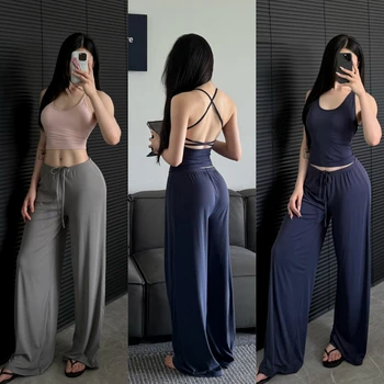 Ctenkevet-High Waist Wide-Leg Yoga Joggers for Women, Female Casual Tracksuit Bottoms, Straight Outdoor Baggy Sweatpants, Autumn 1