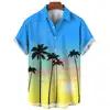 Beach Leisure Vacation Hawaiian Coconut Tree Print Tops Men's Short-sleeved Shirts Summer Fashion Oversized Tops SIZE S-5XL 4