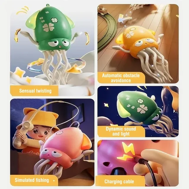 Poulpe dansant électronique pour animaux de compagnie, jouets lumineux, anti-Stress interactif, anti-Stress, pour tout-petits, bébés, enfants et adultes 6