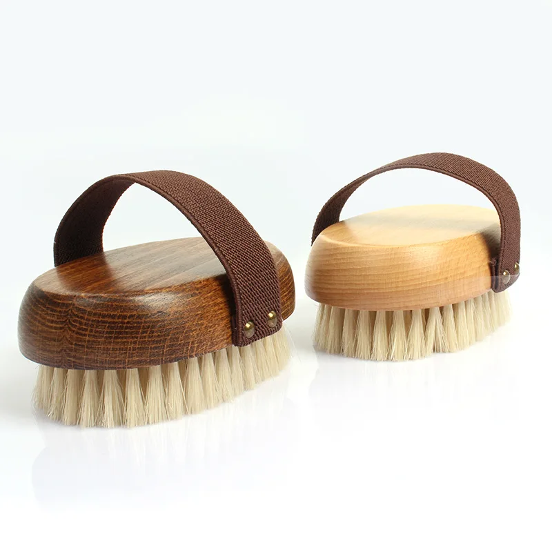 Bath Brush  Pig Hair Bath Towel, Bath Brush Wooden Bath Massage Brush Wet and Dry Bath Brush