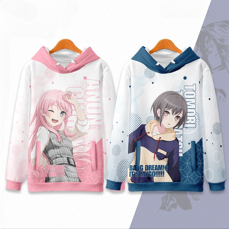 Anime Bang Dream! It'S Mygo Costume Cosplay Anon Chihaya Tomori Takamatsu Soyo Nagasaki Rana Kaname Felpa Con Cappuccio Unisex 3D
