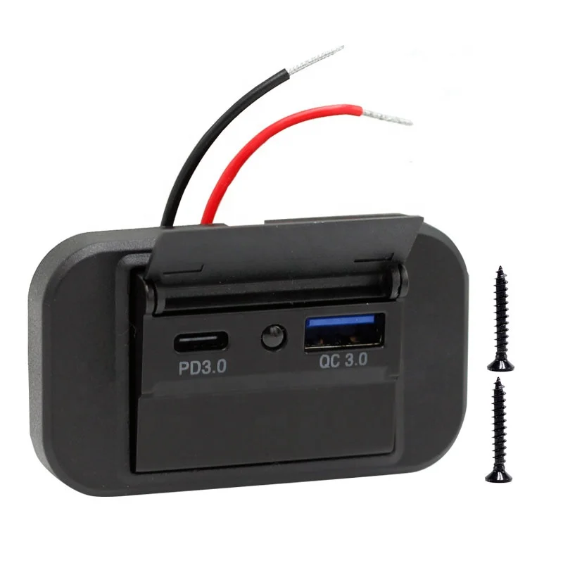 고속 충전 범용 방진 방수 USB Type-c 내장형 디자인 자동차 버스 RV 보트 충전기 12V/24V 듀얼 QC+PD 소켓