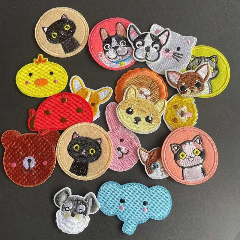 개, 고양이 원단 동물 엠블럼 의류 패치, 열 다리미, 동물 자수 아플리케 패치..