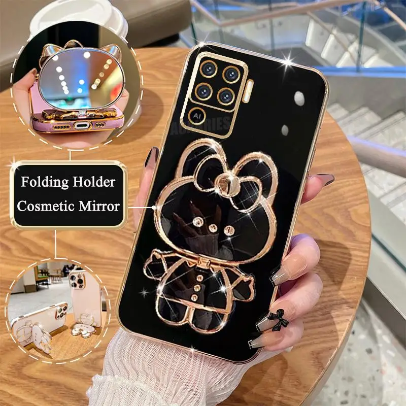 Luxury Plating Mirror Holder Case with Silicone Stand