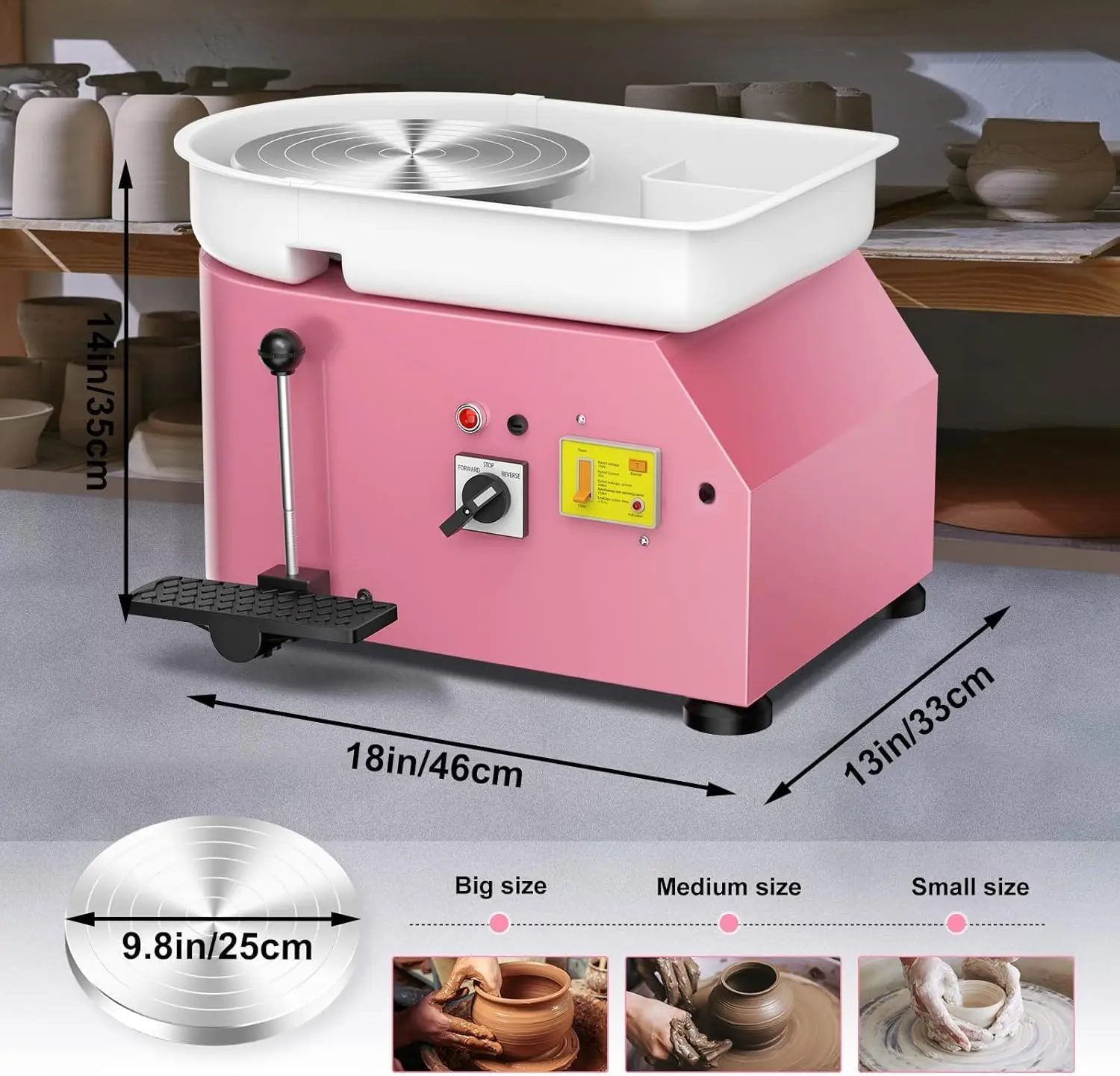 Pottery Wheel Pottery Machine 25CM 350W Electric Wheel with Foot Pedal DIY Clay Tool Ceramic Machine Work Clay