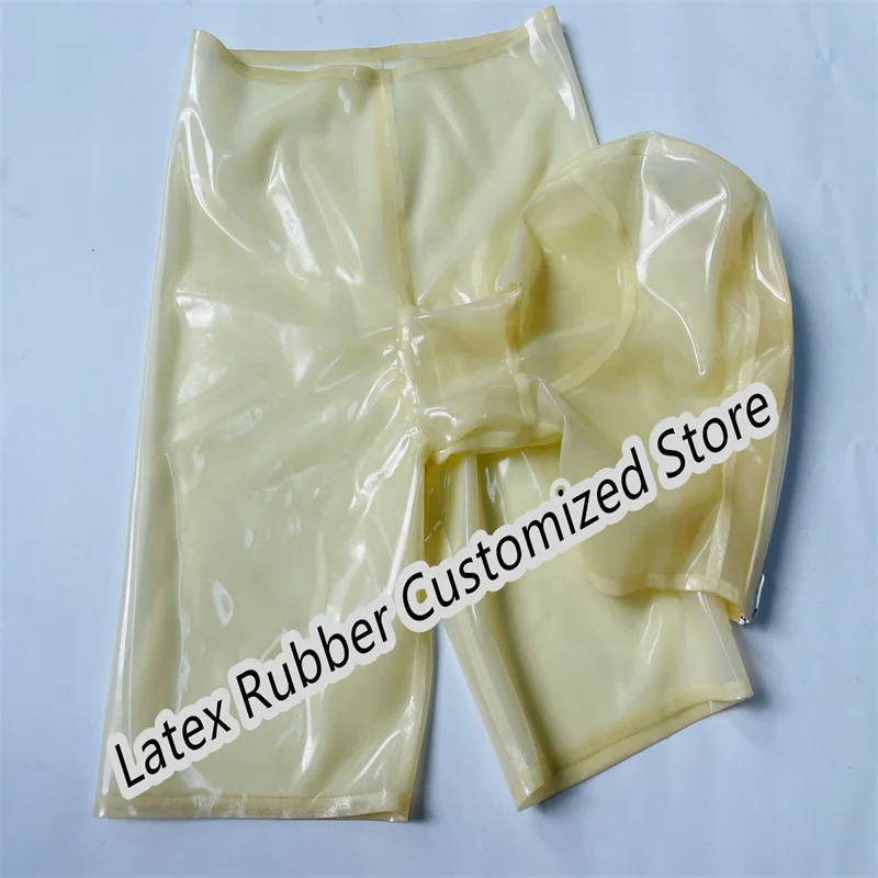 

Latex Gummi Shorts Attached Hood Full Cover Mask with Underwear 0.4mm