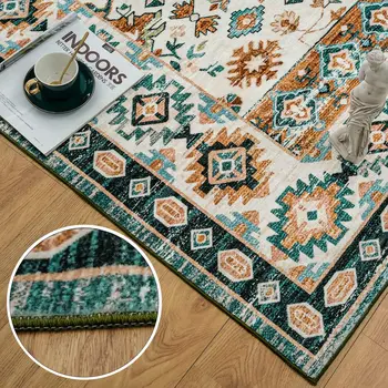 Orhopui Area Rug,Washable Rug Low-Pile Machine Washable Vintage Rugs for Living Room,for Bedroom Kitchen Laundry Home Office, 3