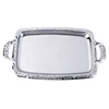 H55A Luxury Stainless Steel Storage Tray with Handle Cosmetic Jewelry Display Plate Hotel Restaurant Serving Dish Silver 2