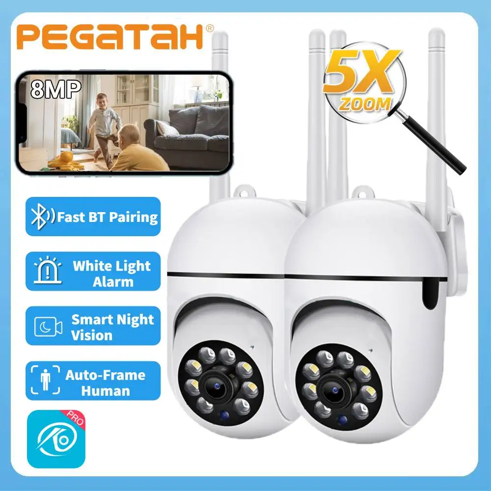2PCS 8MP Wifi IP Wireless Security Surveillance PTZ Camera 5X Zoom ...