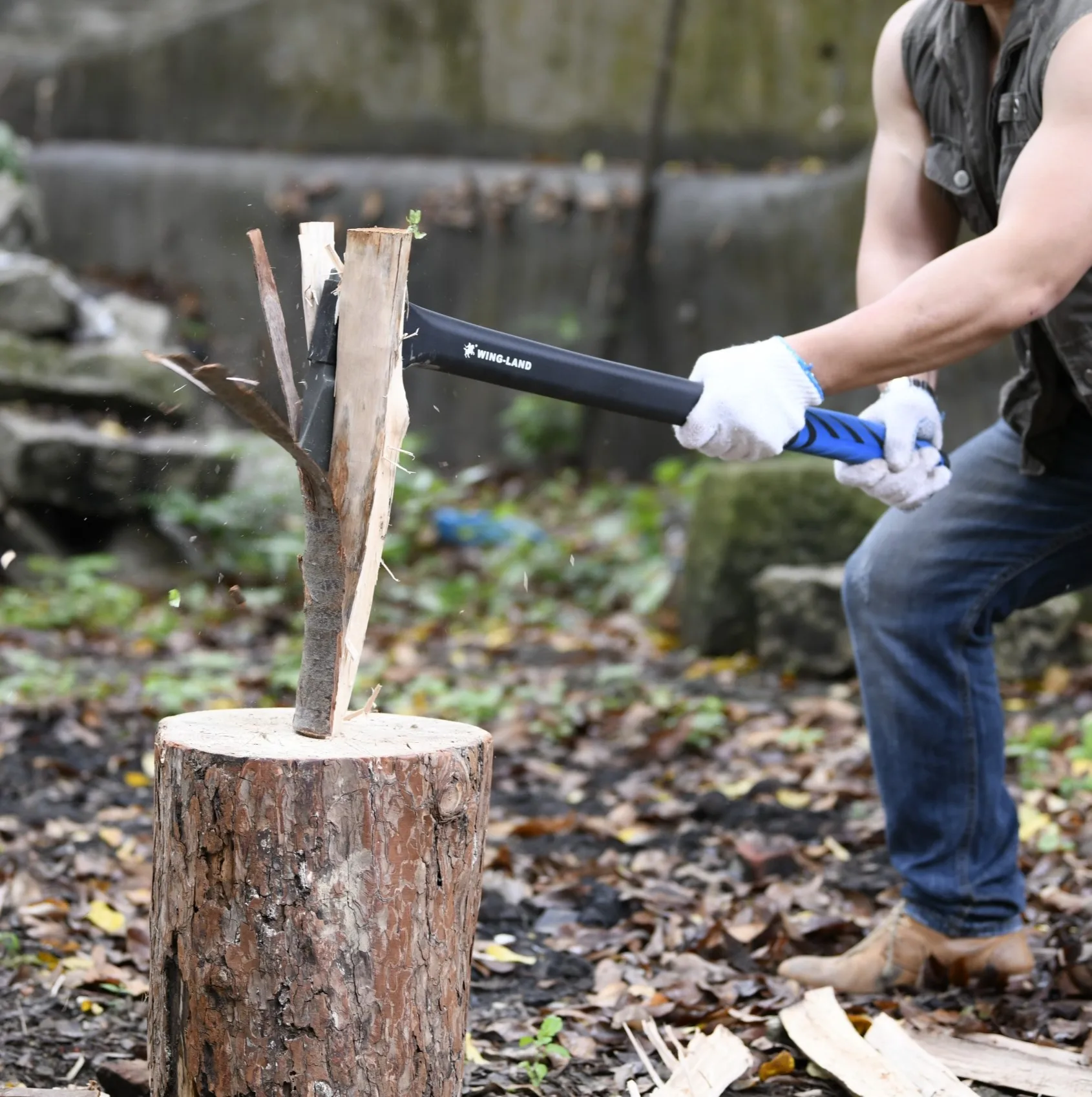 38" Outdoor Chopping Axe Hatchet Fiberglass Handle Survival Camping Axe Wood Splitting