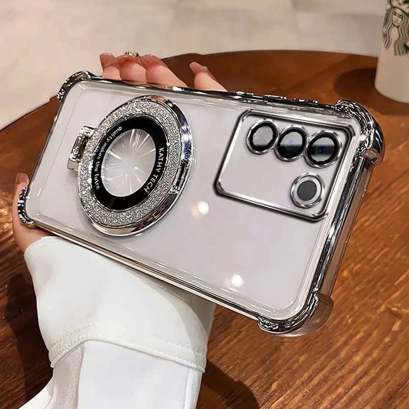 Magnetic Holder Anti-Fall Soft Transparent Phone Case