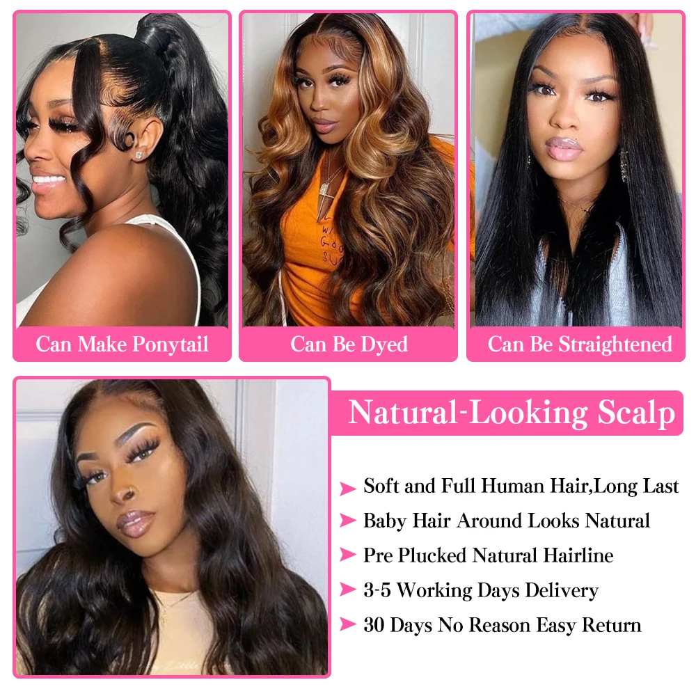 36 Inch Body Wave Lace Front Wigs Human Hair Wigs 13x4 Lace Frontal Wig Transparent HD Pre plucked Brazilian Remy Wig