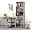 6 Tier Bookcase Standard Display Bookshelf E1 Grade Wood Home Living Room Office Storage Organizer Dark Oak Finish Stable 5