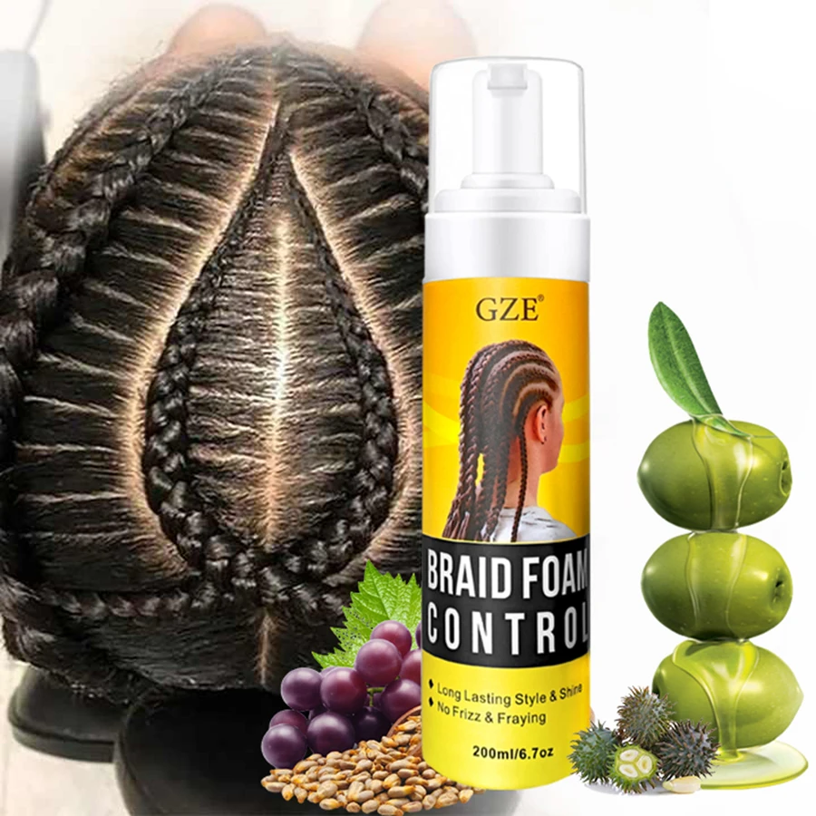 Shining and Conditioning Extra Hold Braid Loc Twist Foam Tames Frizz & Edges 4C Hair Petrolatum Braid Shaping Styling GZE curly hair mousse