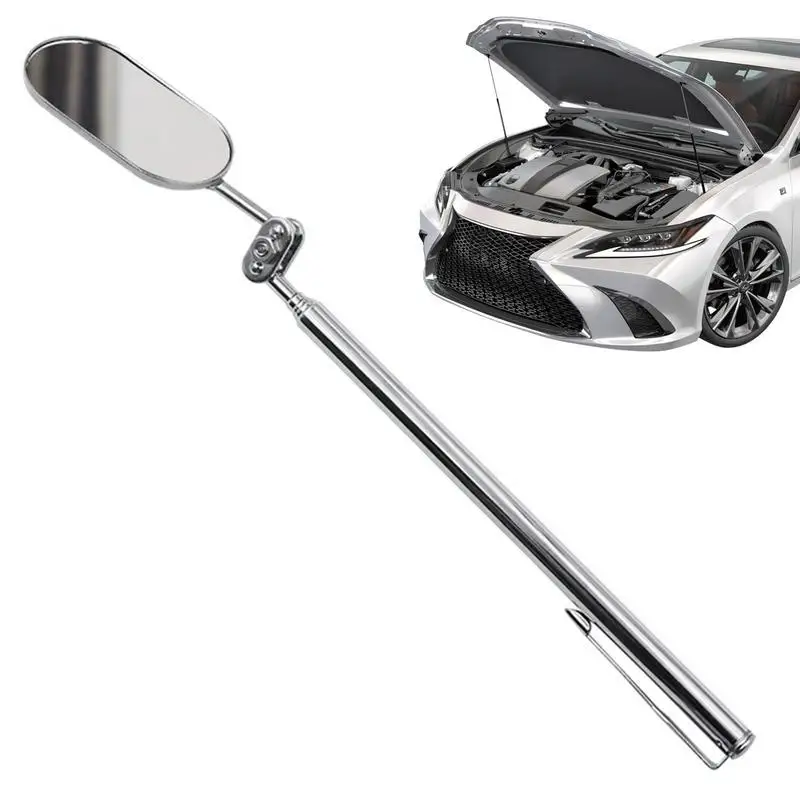 LED Telescopic Rotating Inspection Mirror with Folding Elliptical Design